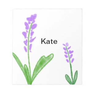 Purple lavender floral watercolor add name text cu notepad