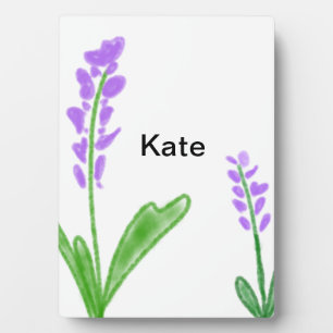 Purple lavender floral watercolor add name text cu plaque