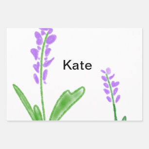 Purple lavender floral watercolor add name text cu wrapping paper sheet