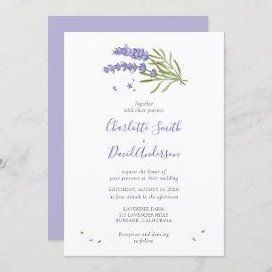 Purple Lavender Floral Wedding Invitation
