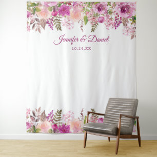 Purple Lavender Floral Wedding Photo Backdrop Tapestry