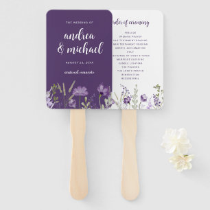 Purple Lavender Floral Wedding Program Fans