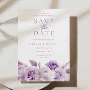 Purple Lavender Floral Wedding Save The Date