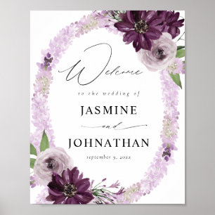 Purple & Lavender Floral Welcome Sign
