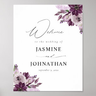 Purple & Lavender Floral Welcome Sign 2