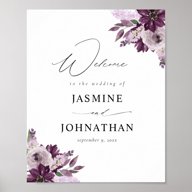 Purple & Lavender Floral Welcome Sign 2 (Front)