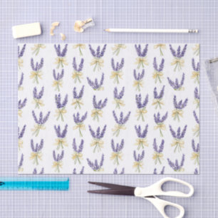 Purple Lavender Floral Yellow Bows Birthday Tissue Paper