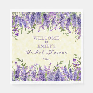 Purple Lavender Floral Yellow Bridal Shower Napkin