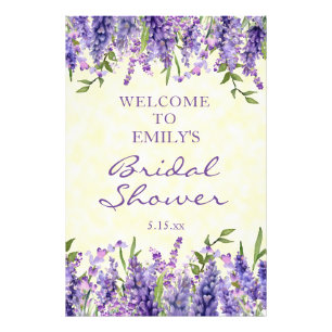 Purple Lavender Floral Yellow Bridal Shower  Photo Print