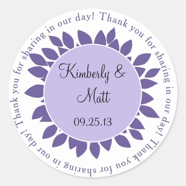 Purple Lavender Flower Petals Wedding Favour Stick Classic Round Sticker (Front)