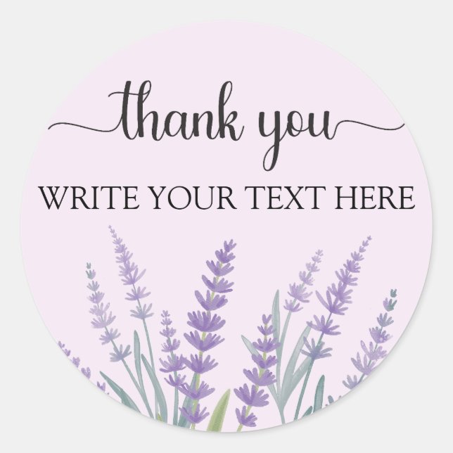 Purple Lavender Flower Watercolor Floral Classic Round Sticker (Front)