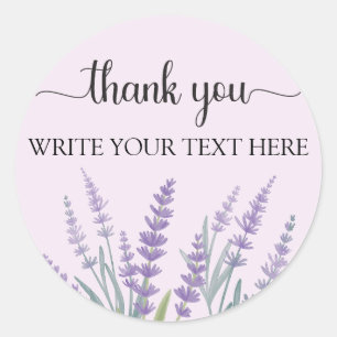Purple Lavender Flower Watercolor Floral Classic Round Sticker