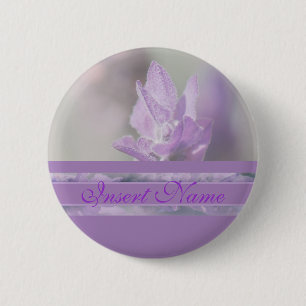 Purple lavender flower wedding Personalise 6 Cm Round Badge