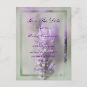 Purple lavender flower wedding Personalise Announcement Postcard