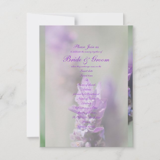 Purple lavender flower wedding | Personalise Invitation (Front)