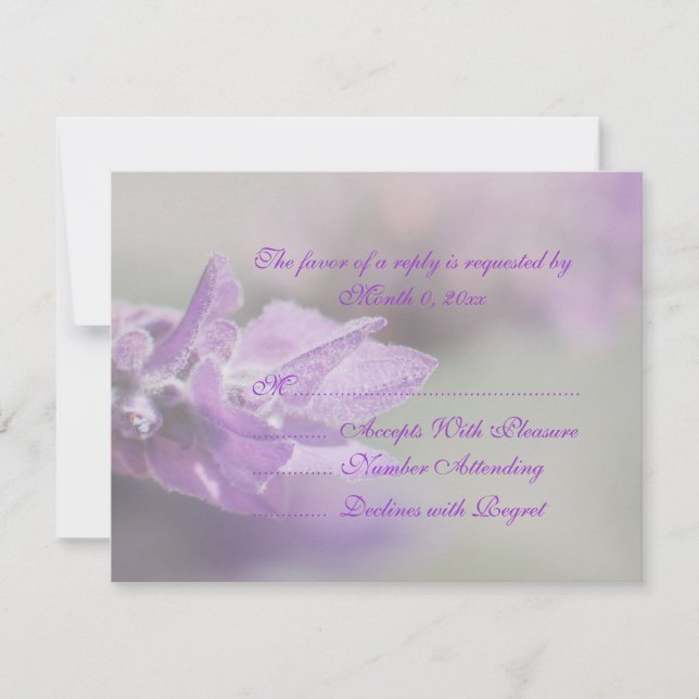 Purple lavender flower wedding | Personalise RSVP Card (Front)