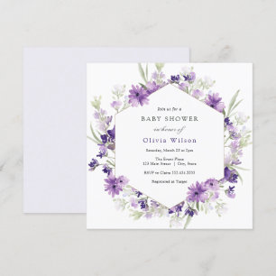 Purple Lavender Flowers Baby Shower Invitation