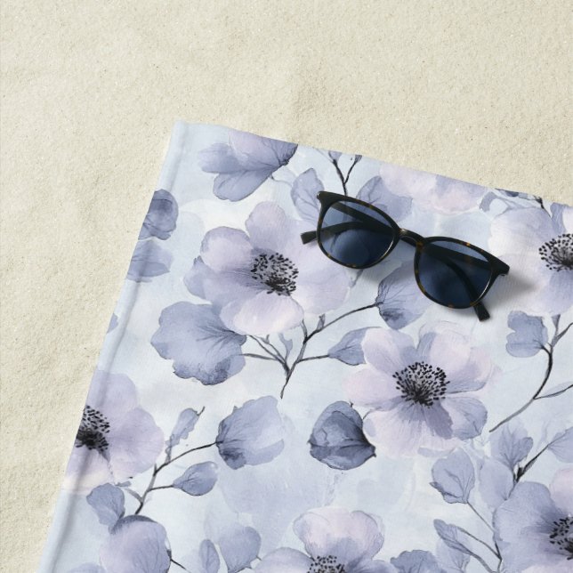 Purple Lavender Flowers Beach Towel (In Situ)