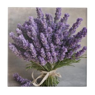 Purple Lavender Flowers Bouquet Tile