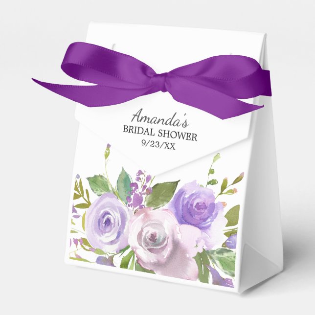 Purple Lavender Flowers Bridal  Shower Favour Box (Front Side)