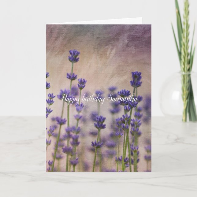 Purple Lavender Flowers Card (Front)