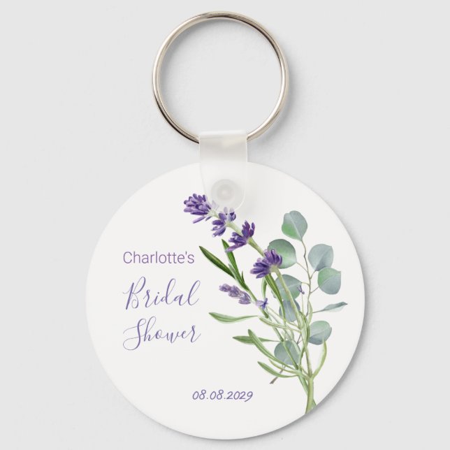 Purple Lavender Flowers Eucalyptus Foliage  Key Ring (Front)