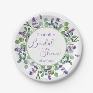 Purple Lavender Flowers Eucalyptus Foliage Paper P Plate