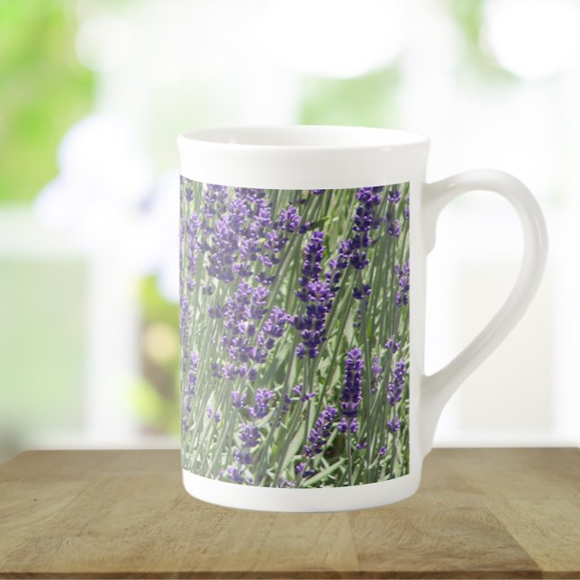 Purple Lavender Flowers Floral Bone China Mug (In Situ)
