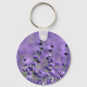 Purple Lavender Flowers Floral Key Ring