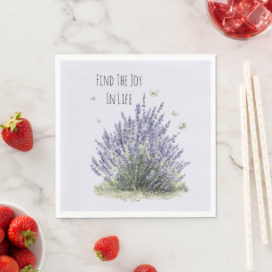 Purple Lavender Flowers Mint Butterflies Joy Napkin