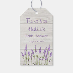 Purple lavender flowers on wood Bridal Shower Gift Tags