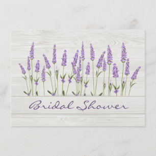 Purple lavender flowers on wood Bridal Shower Invitation