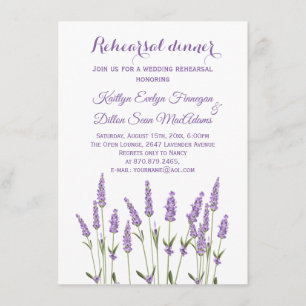 Purple lavender flowers Rehearsal Dinner Invitation