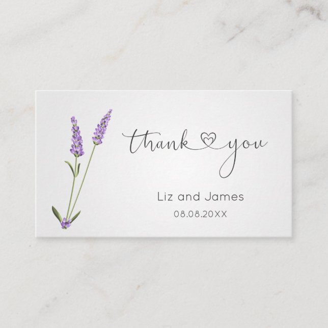 Purple Lavender Flowers Thank You Place Card (Front)