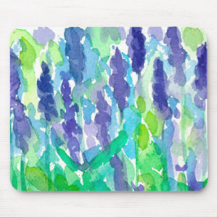 Purple Lavender Flowers Watercolor Mouse Mat