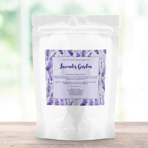 Purple Lavender Garden Waterproof Bath Salts Label