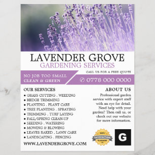 Purple Lavender, Gardening Service, Horticulturist Flyer