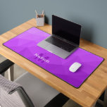 Purple lavender Geometric Mesh Pattern monogram Desk Mat<br><div class="desc">Monogram Personalise with your custom initial and name. Unique cool desk mat for her office,  room,  work,  gaming room.. 
Purple lavender Gradient Geometric Mesh Pattern. Subtle modern design Elegant and cool Triangle geometric mesh gradient.</div>