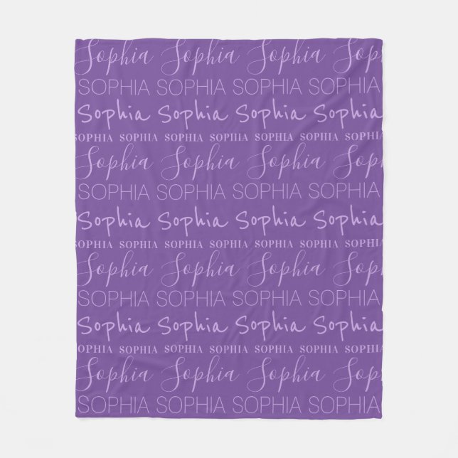Purple Lavender Girls Name Custom Personalised Fleece Blanket (Front)