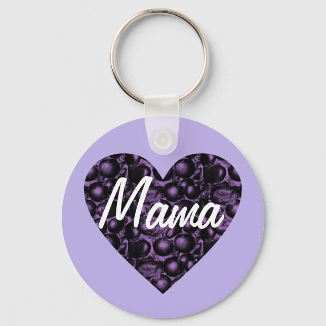 Purple/Lavender Glam Heart Mama Keychain (Front)