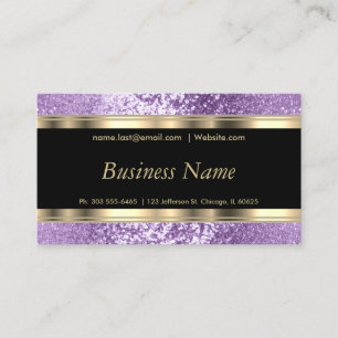 Purple Lavender Glitter and Elegant Gold Business Card