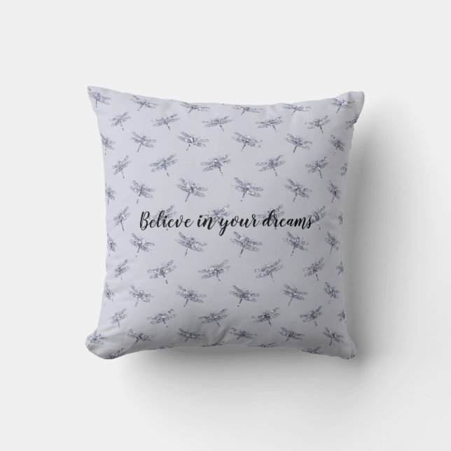 Purple Lavender Glitter Dragonflies     Cushion (Front)