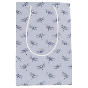 Purple Lavender Glitter Dragonflies  Medium Gift Bag