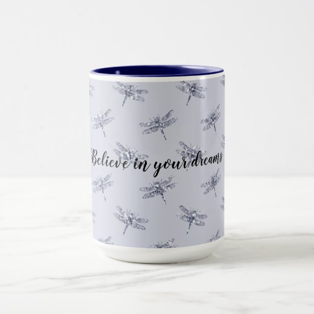 Purple Lavender Glitter Dragonflies    Mug (Center)