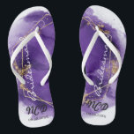 Purple Lavender Gold Bridesmaid Favour Monogram Flip Flops<br><div class="desc">You will love this purple and lavender gold watercolor geometric frame with gold glitter textures. Great for your wedding venues!</div>