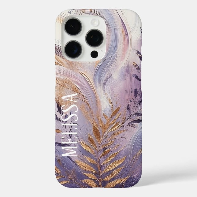 Purple Lavender Gold Elegance in Acrylic With Name Case-Mate iPhone Case (Back)