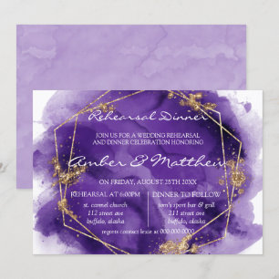 Purple Lavender Gold Paint Rehearsal Dinner Invita Invitation