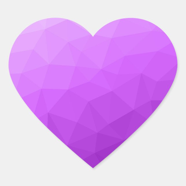 Purple lavender gradient geometric mesh pattern heart sticker (Front)