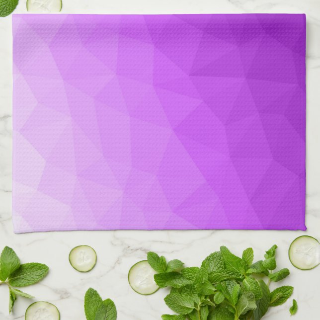 Purple lavender gradient geometric mesh pattern tea towel (Folded)