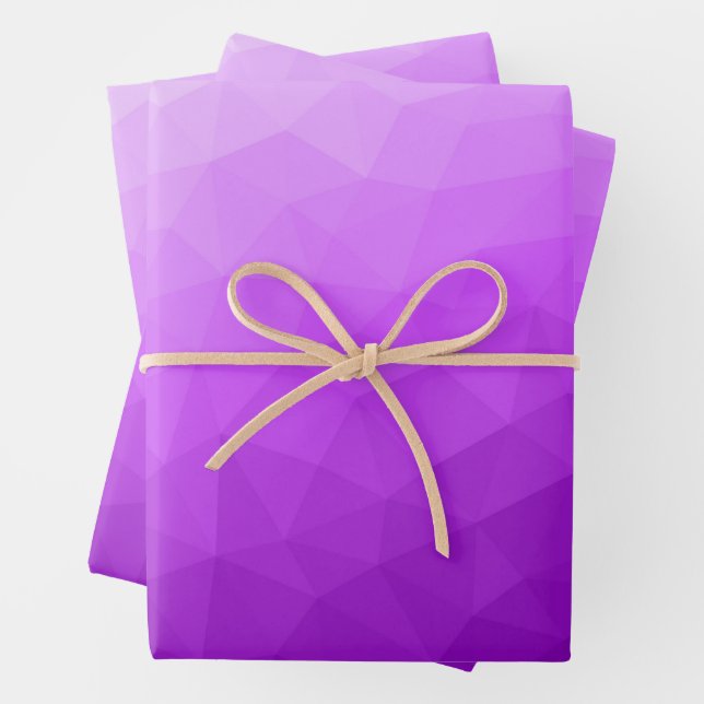 Purple lavender gradient geometric mesh pattern wrapping paper sheet (In situ)